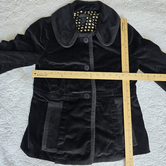 Marc Jacobs Corduroy Blazer Button Black Jacket With Peter Pan Collar - Picture 11 of 12